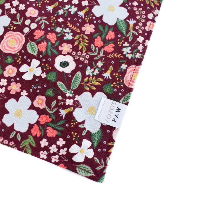Burgundy Blossoms Dog Bandana