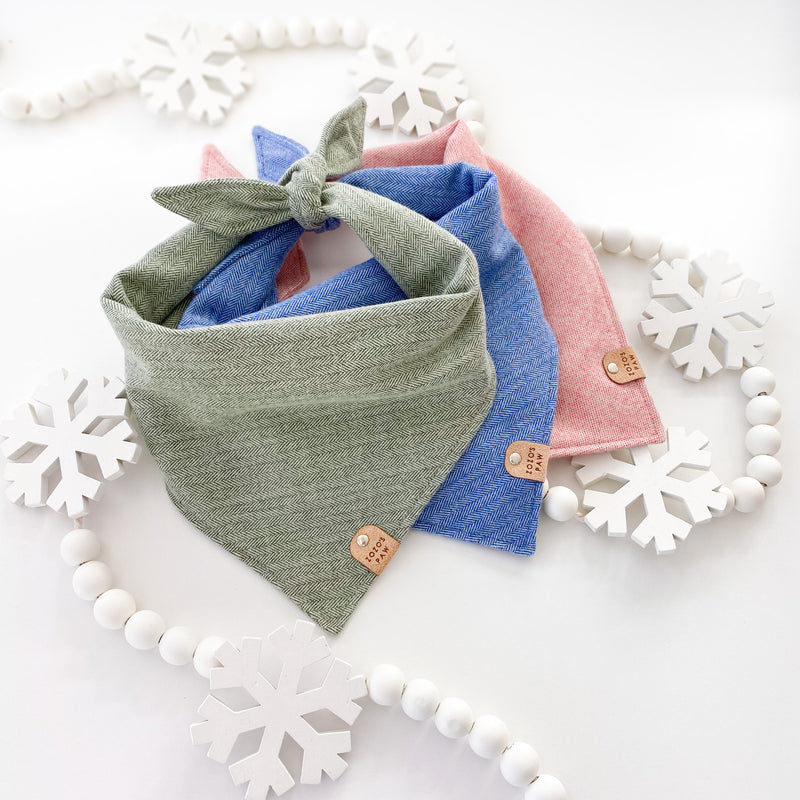 Blue Herringbone Dog Bandana