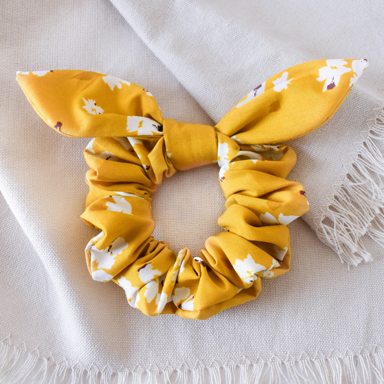 Mustard Magnolia Scrunchie