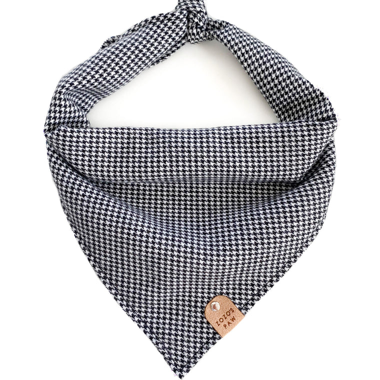 Black & White Houndstooth Flannel Dog Bandana
