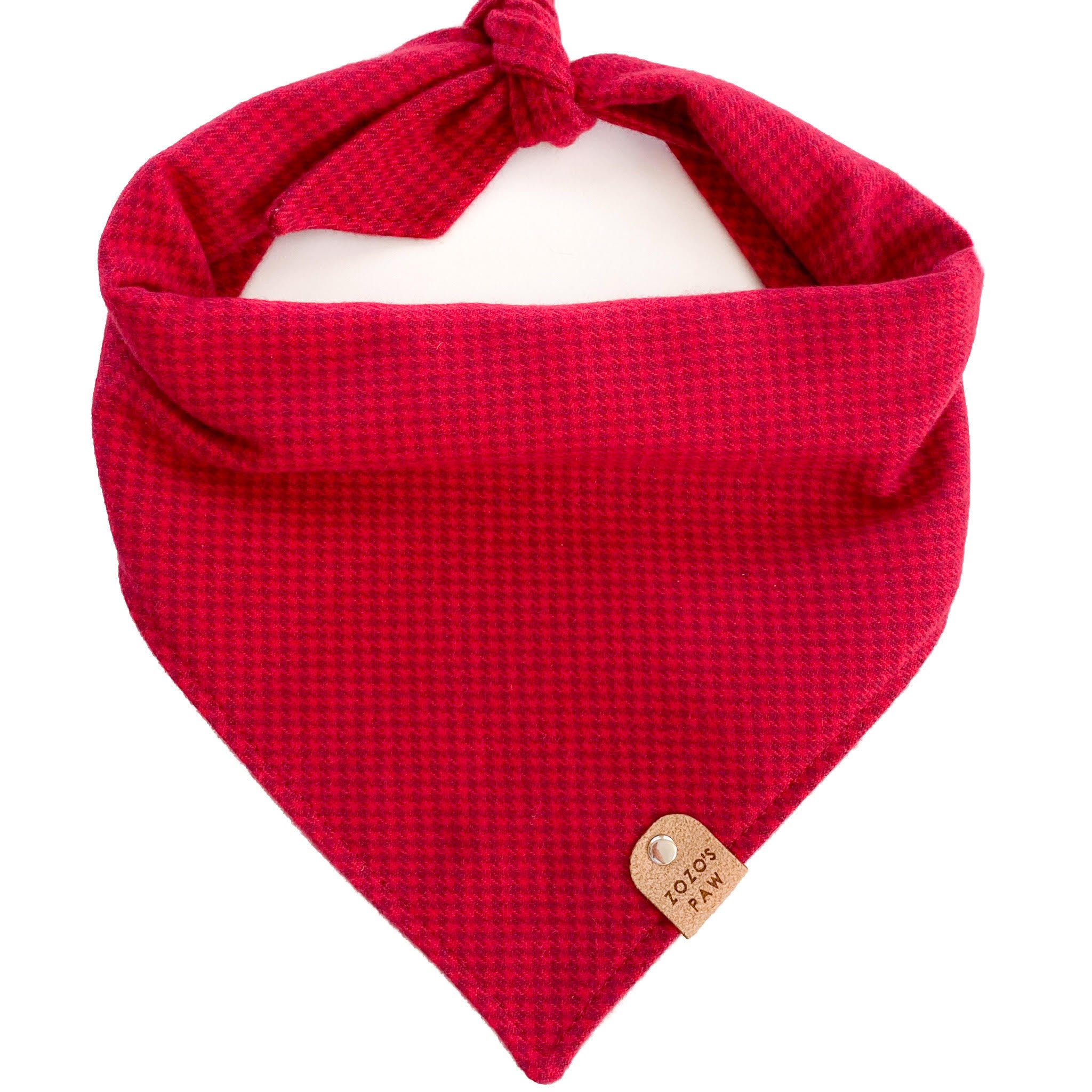 Red Houndstooth Flannel Dog Bandana