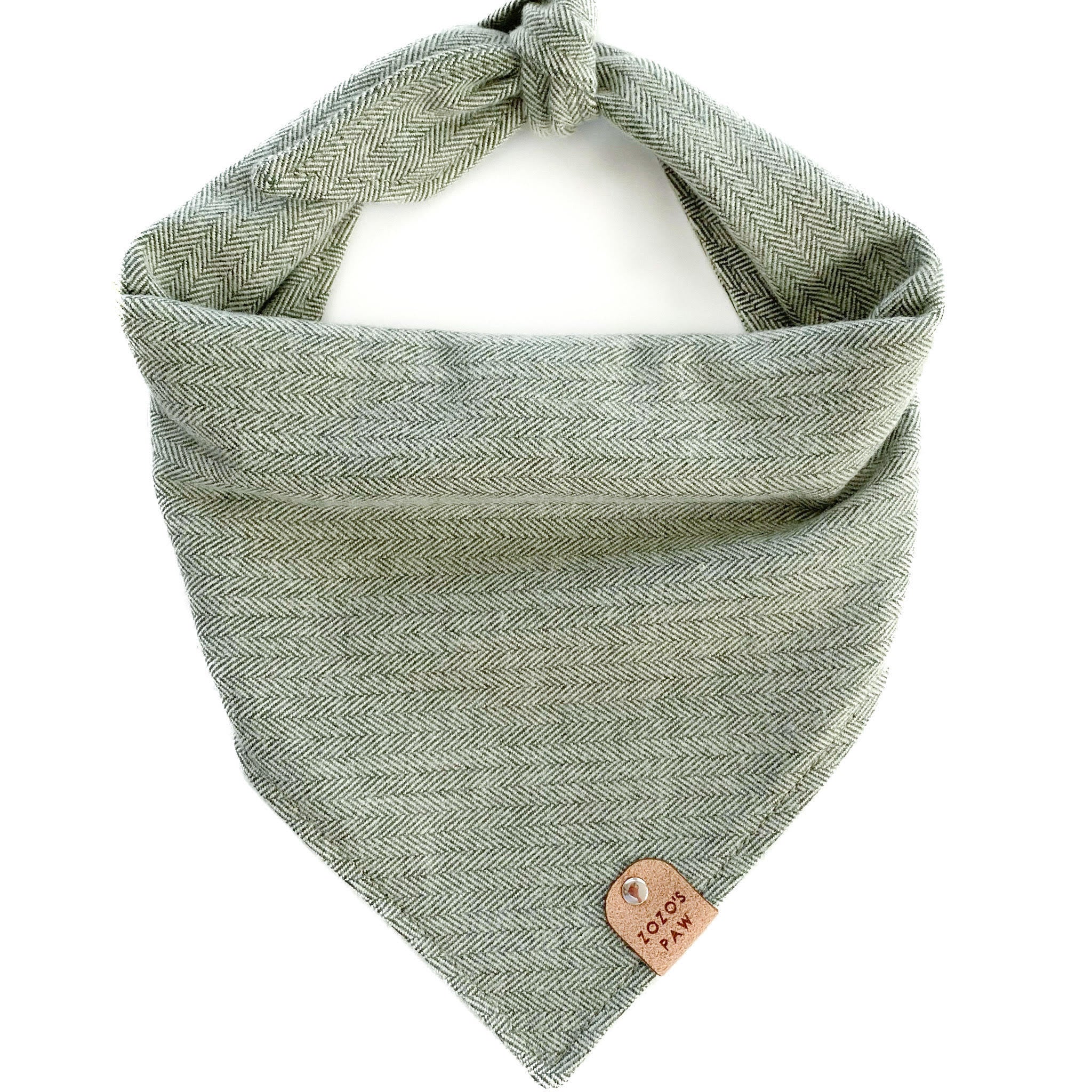 Sage Herringbone Dog Bandana