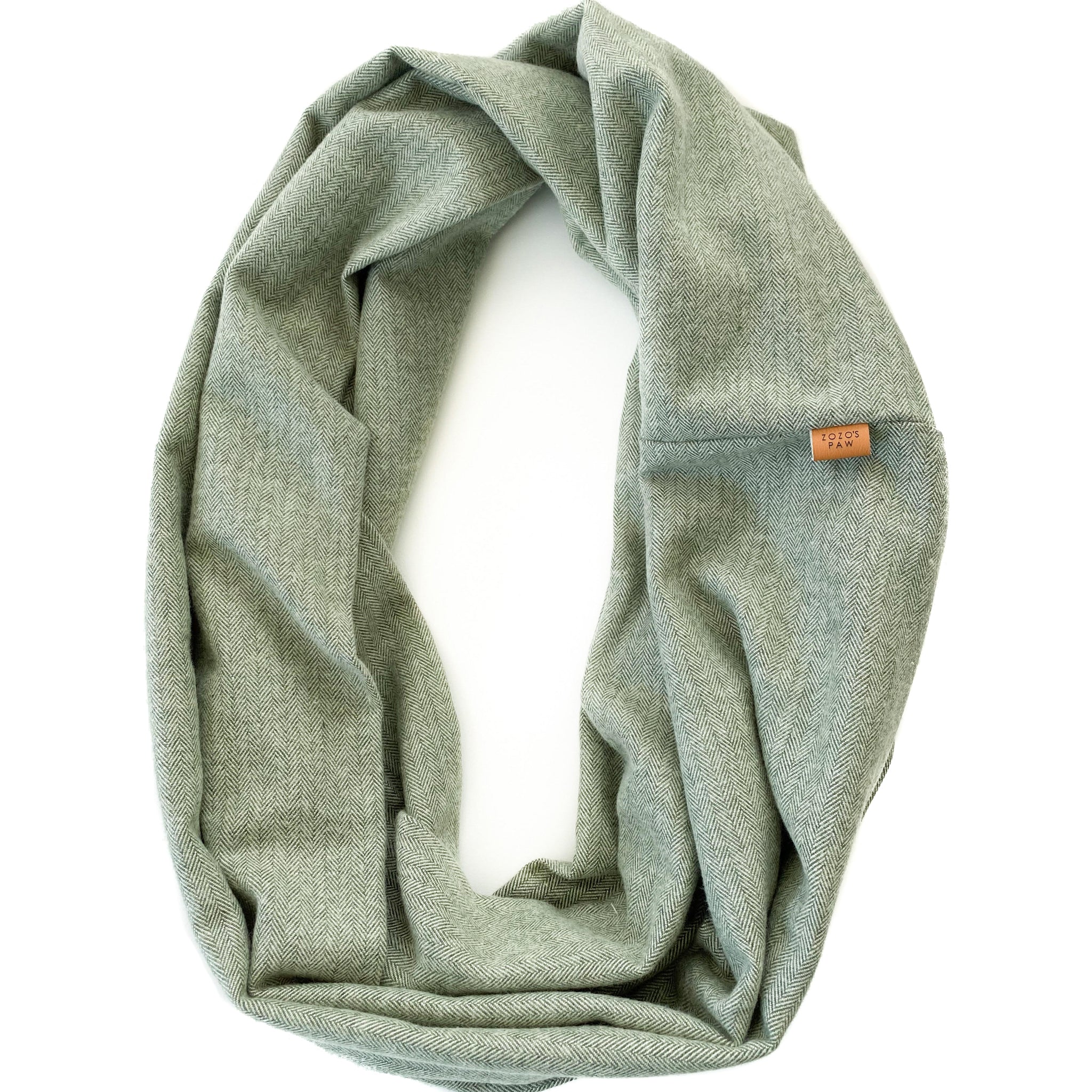 SAGE HERRINGBONE - Flannel Infinity Scarf
