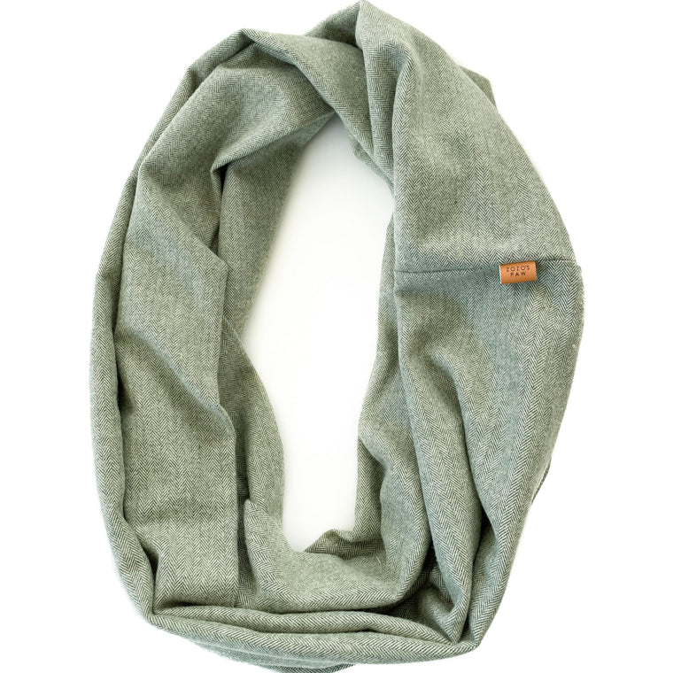 SAGE HERRINGBONE - Flannel Infinity Scarf