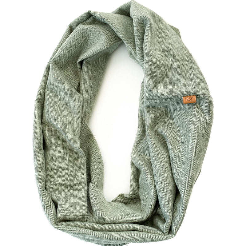 SAGE HERRINGBONE - Flannel Infinity Scarf