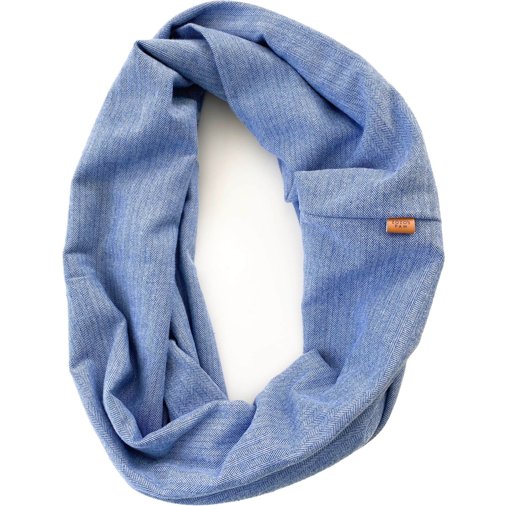 BLUE HERRINGBONE - Flannel Infinity Scarf