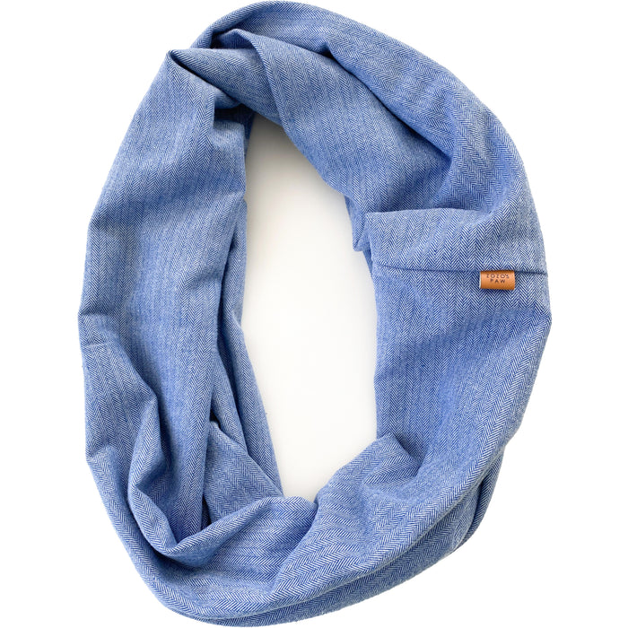 BLUE HERRINGBONE - Flannel Infinity Scarf