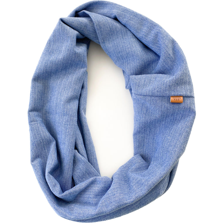 BLUE HERRINGBONE - Flannel Infinity Scarf