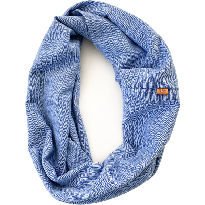 BLUE HERRINGBONE - Flannel Infinity Scarf