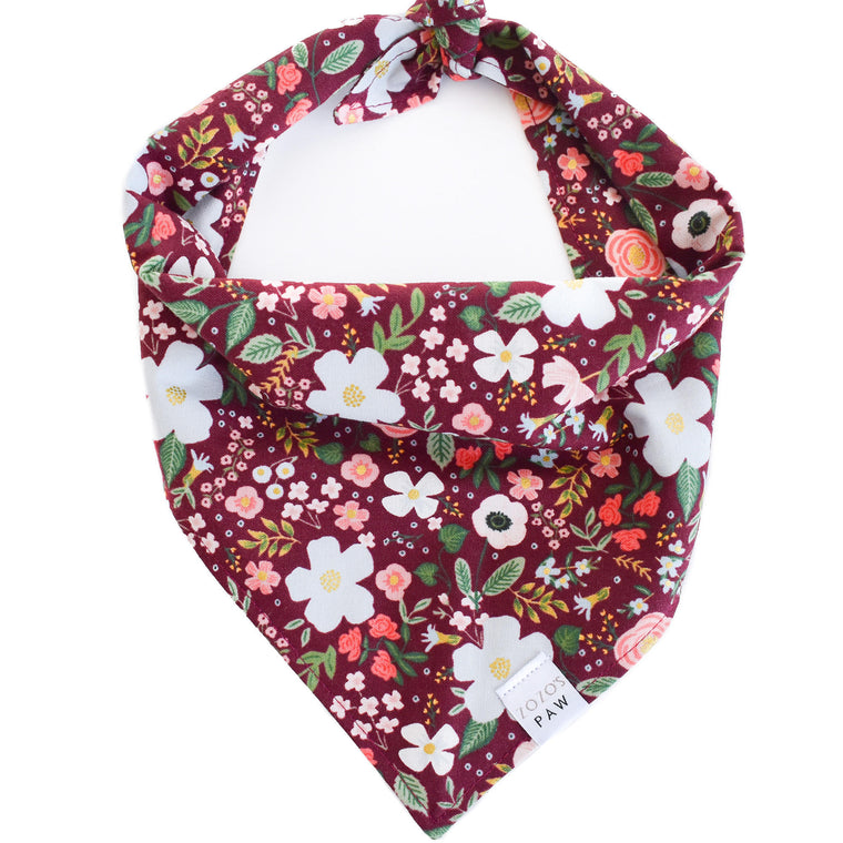 Burgundy Blossoms Dog Bandana