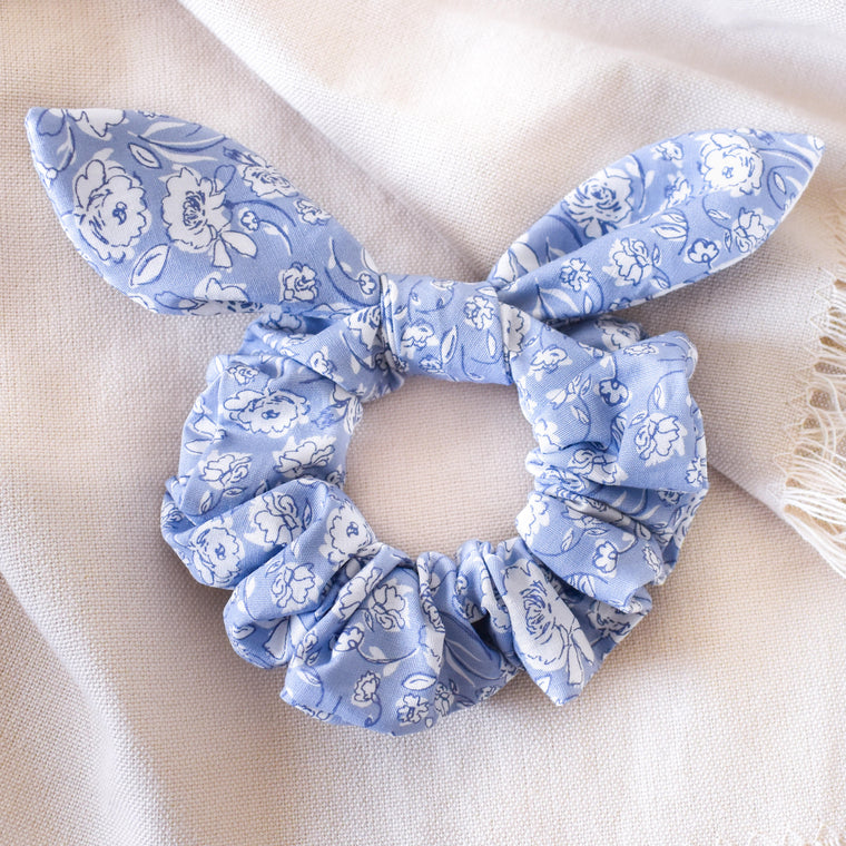 Blue Blossoms Scrunchie